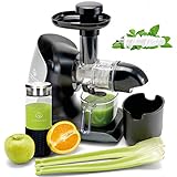 GREEN-PRESS KERAMIK Horizontaler Slow Juicer mit Keramik Pressschnecke BPA-frei | Sellerie, Selleriesaft, Weizengras, Kräuter Grüne Detox Säfte | Allround Entsafter elektrisch