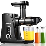 AMZCHEF Entsafter Slow Juicer leistungsstarker Entsafter für Obst und Gemüse mit 2 Geschwindigkeitsmodi, 2 Reiseflaschen (500 ml), LED-Anzeige, Reinigungsbürste und Ruhiger Motor - Violett